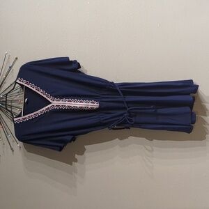 V-Neck Shift Dress Flutter Sleeve Lost at Sea Women's Size XL Boho Aztec